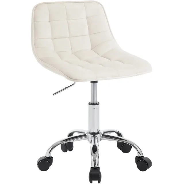 Klarven Bureaukruk Crème - Bureaukruk met Rugleuning - Bureaukruk op Wieltjes - Office Stool - Ergonomisch, 360 Graden Draaibaar - Hoogte Verstelbaar - Fluwelen Zitting - Max. 150 kg - 51x44x24cm