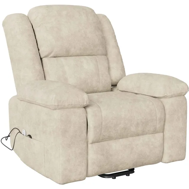 C. , R. E. CORE Relaxstoel - Masagestoel - Elektrische tv-stoel - Met verwarmingselement - Uitklapbare voetsteun - Sta-op functie - 102x93x106cm - Beige