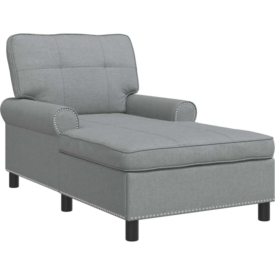 vidaXL Chaise Lounge Lichtgrijs Stof 91 x 157 x 91 cm
