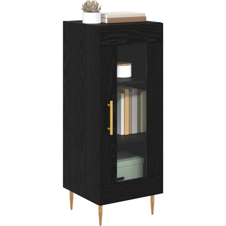 vidaXL Dressoir Zwart eiken 34 x 34.5 x 90 cm Bewerkt hout