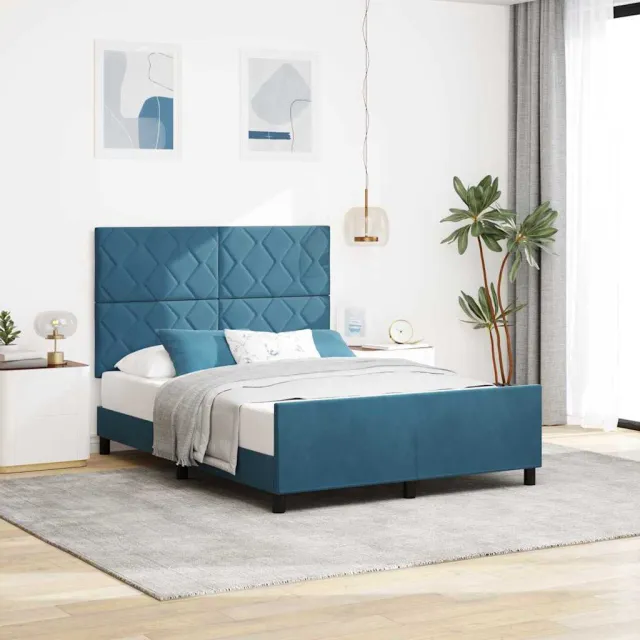 vidaXL Boxspringbed met hoofdeinde Donkerblauw 140 x 200 cm Fluweel