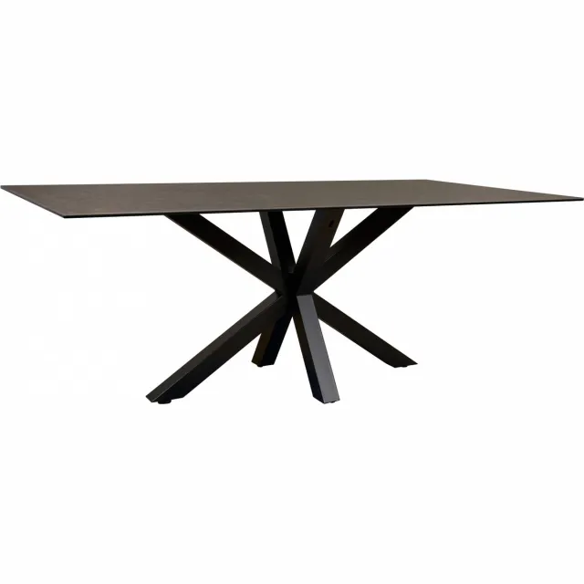 Woonexpress Eettafel Vikten - Steen - Zwart - 200 x 75 x 100 cm (BxHxD)