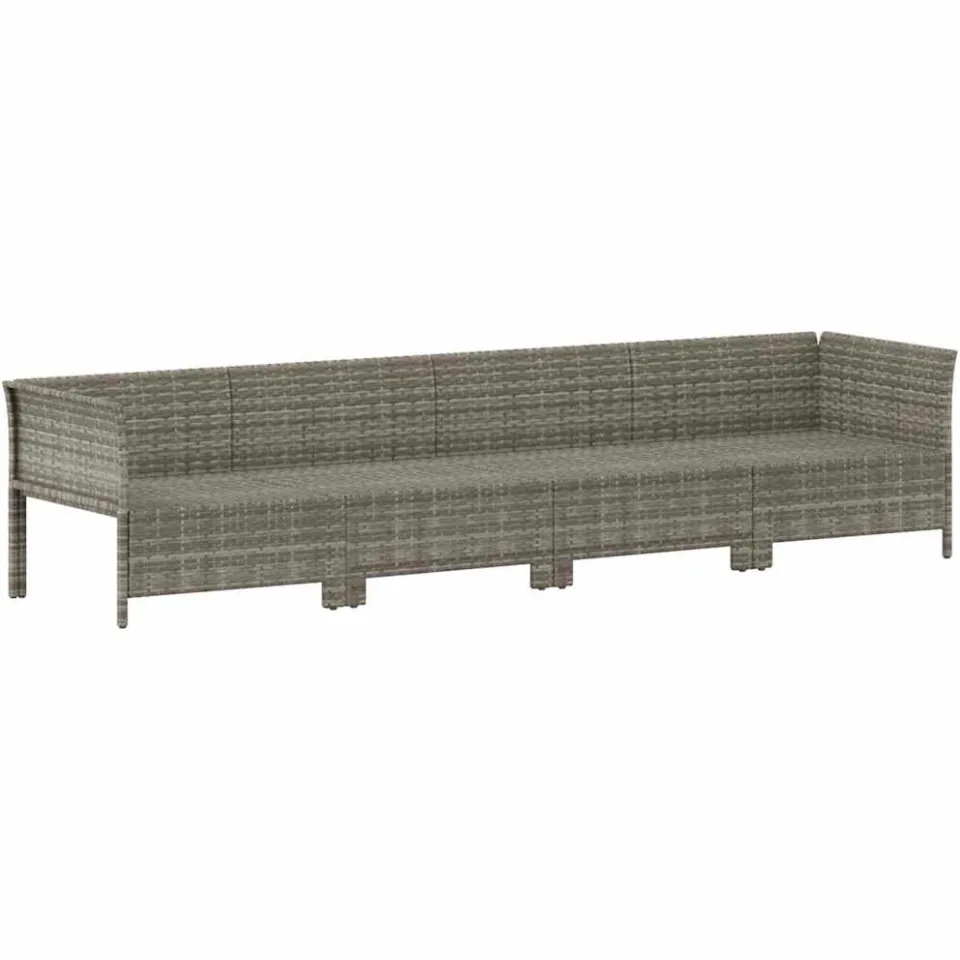 vidaXL 4-delige tuinloungeset met kussens grijs poly rattan