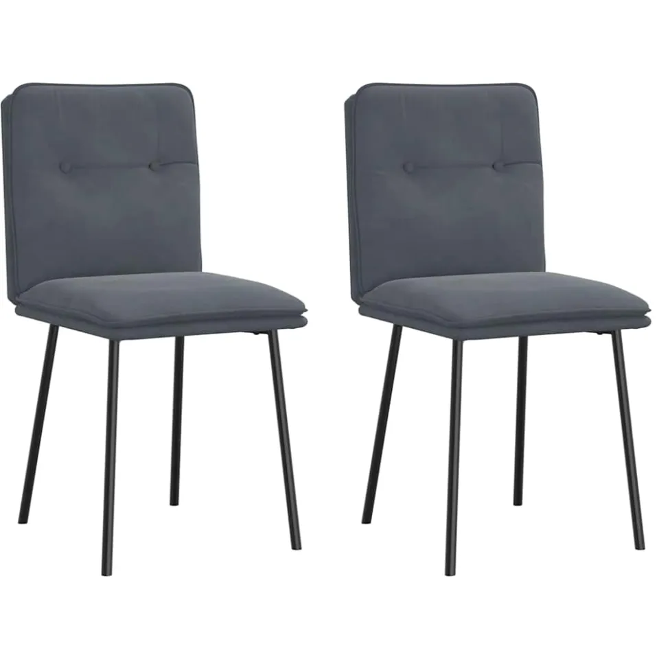 vidaXL Eetkamerstoelen 2 st fluweel donkergrijs grijs, foto 3