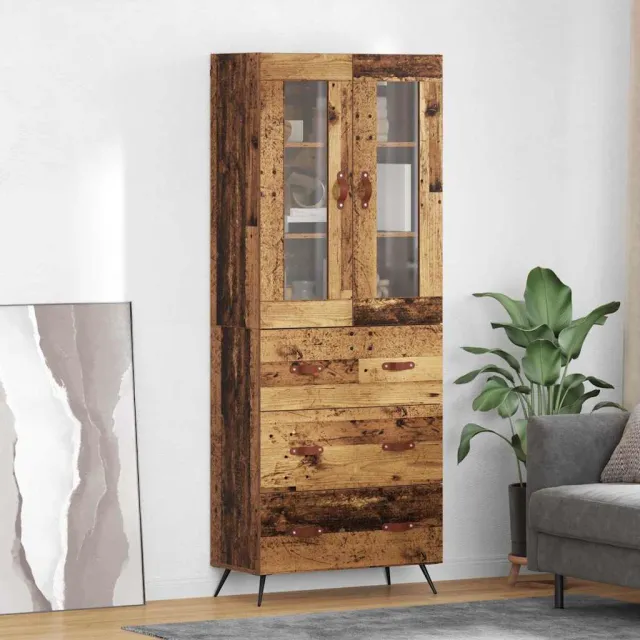 vidaXL Hoge opbergkast met plank 2 st Oudhout 69,5 x 34 x 180 cm bruin, foto 2