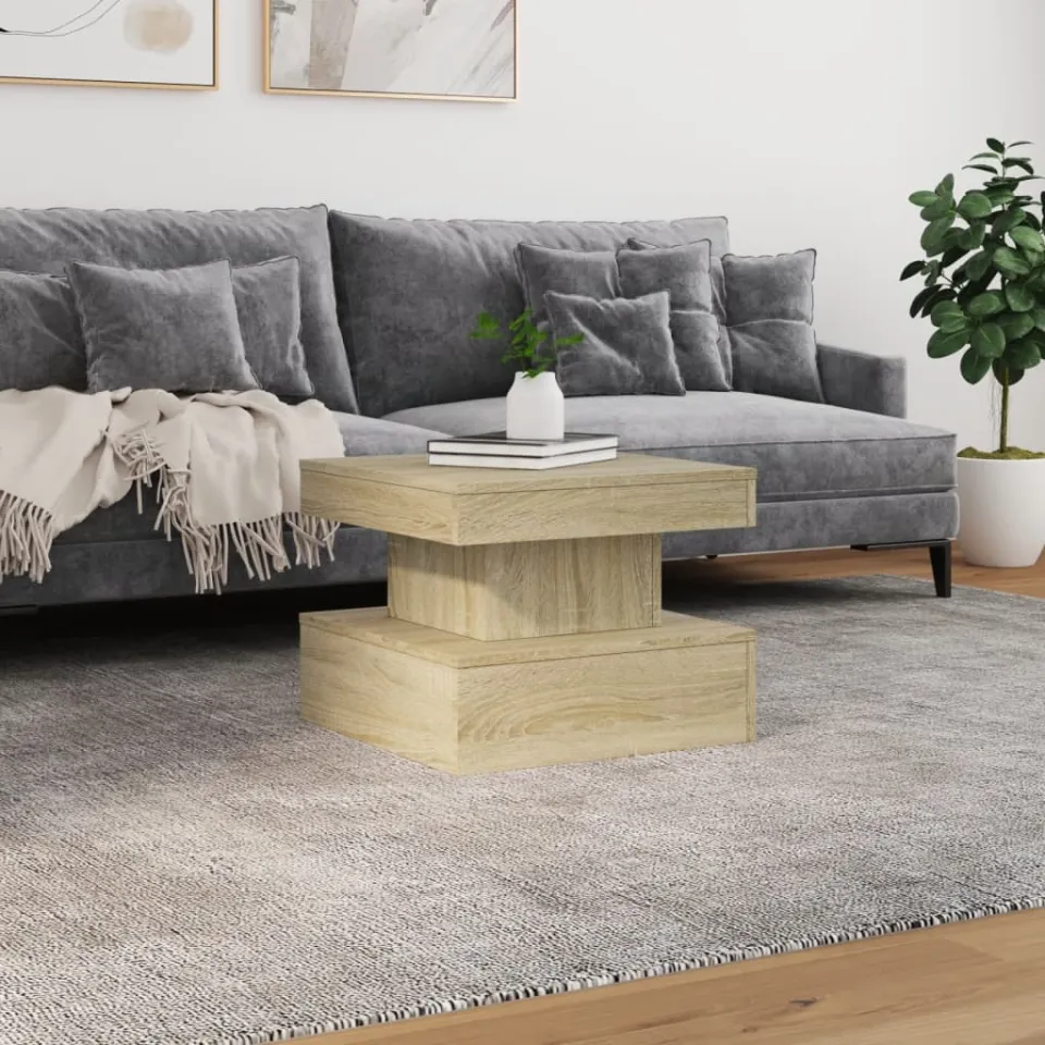 vidaXL Salontafel met LED-verlichting 50x50x40 cm sonoma eiken, foto 3