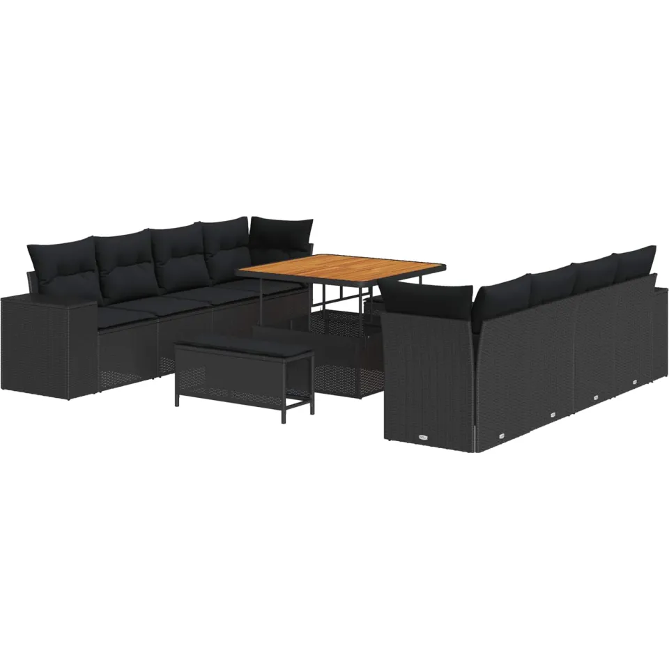 vidaXL Tuin Sofa Set 11 st Zwart poly rattan, foto 4