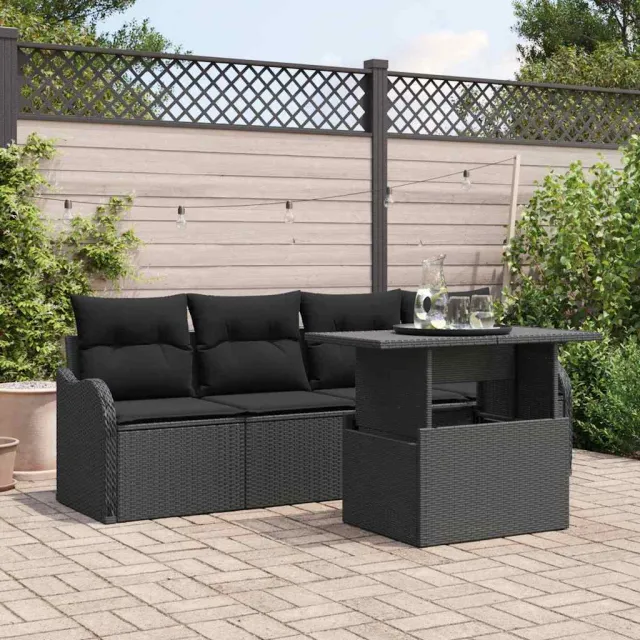 vidaXL Tuin Sofa Set 5 st Zwart Poly riet, foto 2