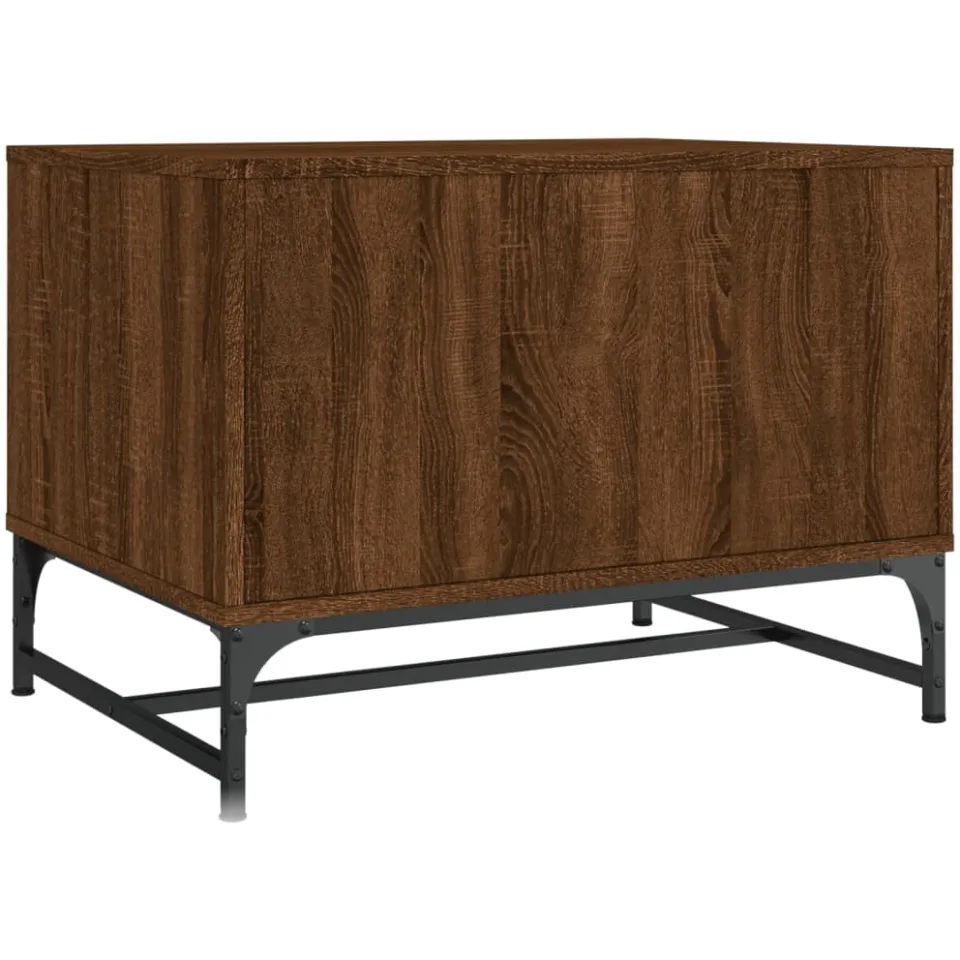 vidaXL Coffee Table Brown Oak Medium Engineered wood, glass, steel, foto 4
