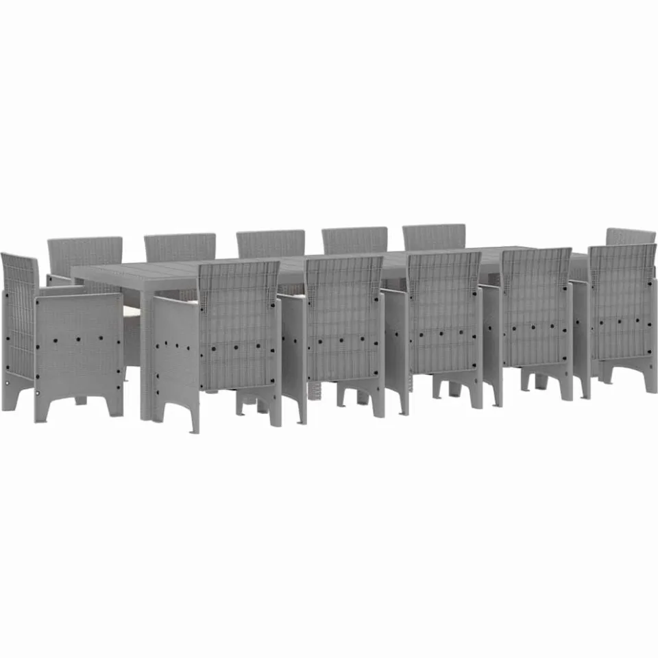vidaXL Tuin Eetset 13 st Grijs poly rattan Lichtgrijs