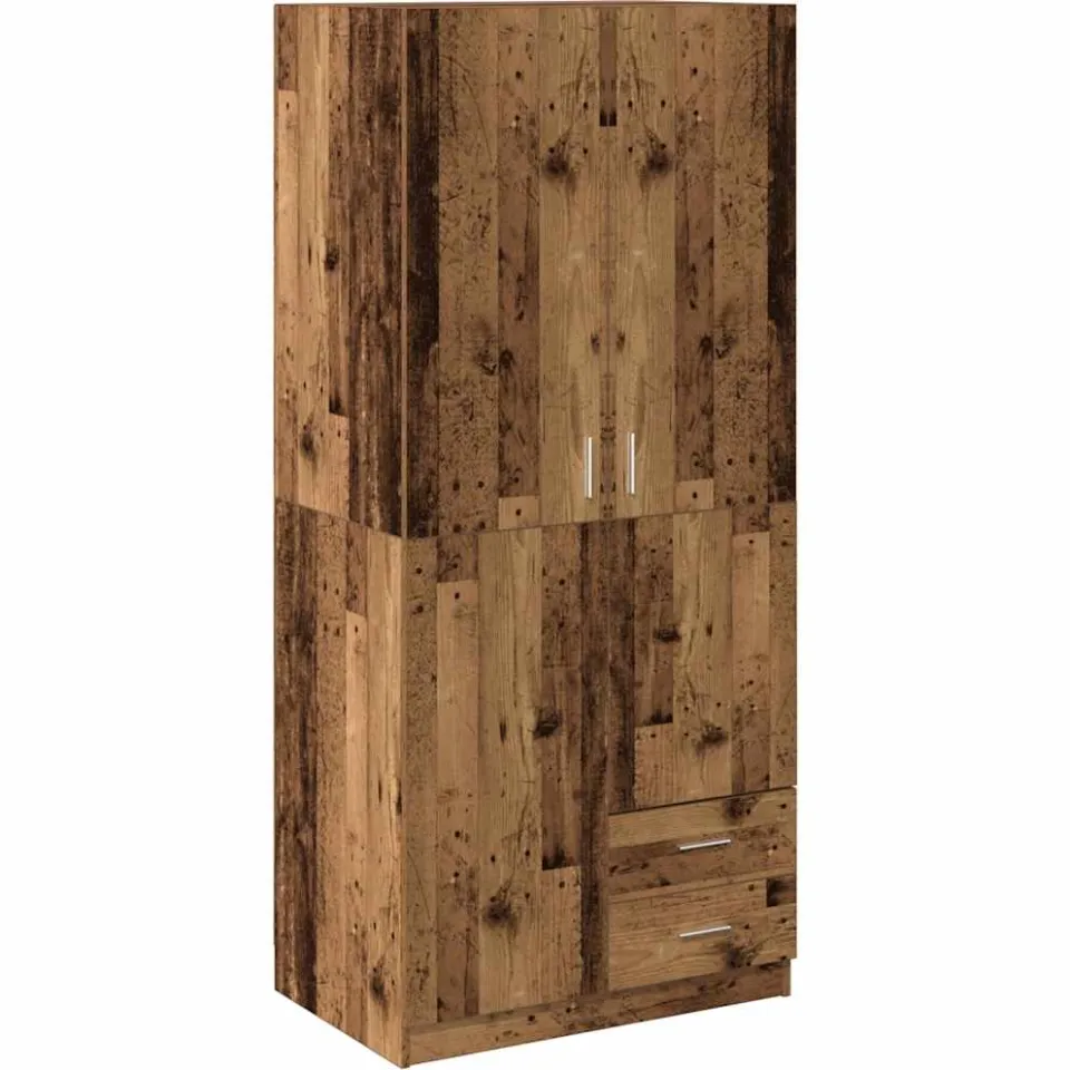 vidaXL Kledingkast 80x52x180 cm bewerkt hout oud houtkleurig Bruin