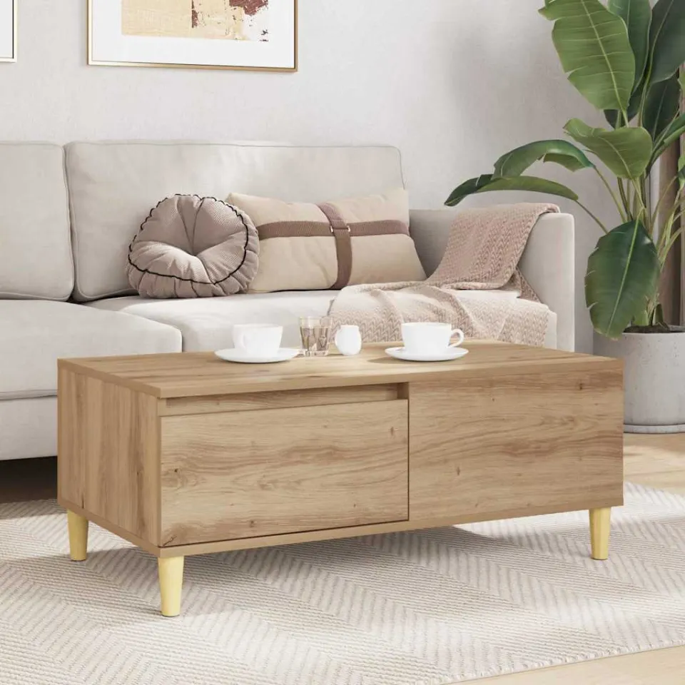 vidaXL Salontafel Artisan Eiken 90 x 50 x 35 cm Bewerkt hout, foto 3