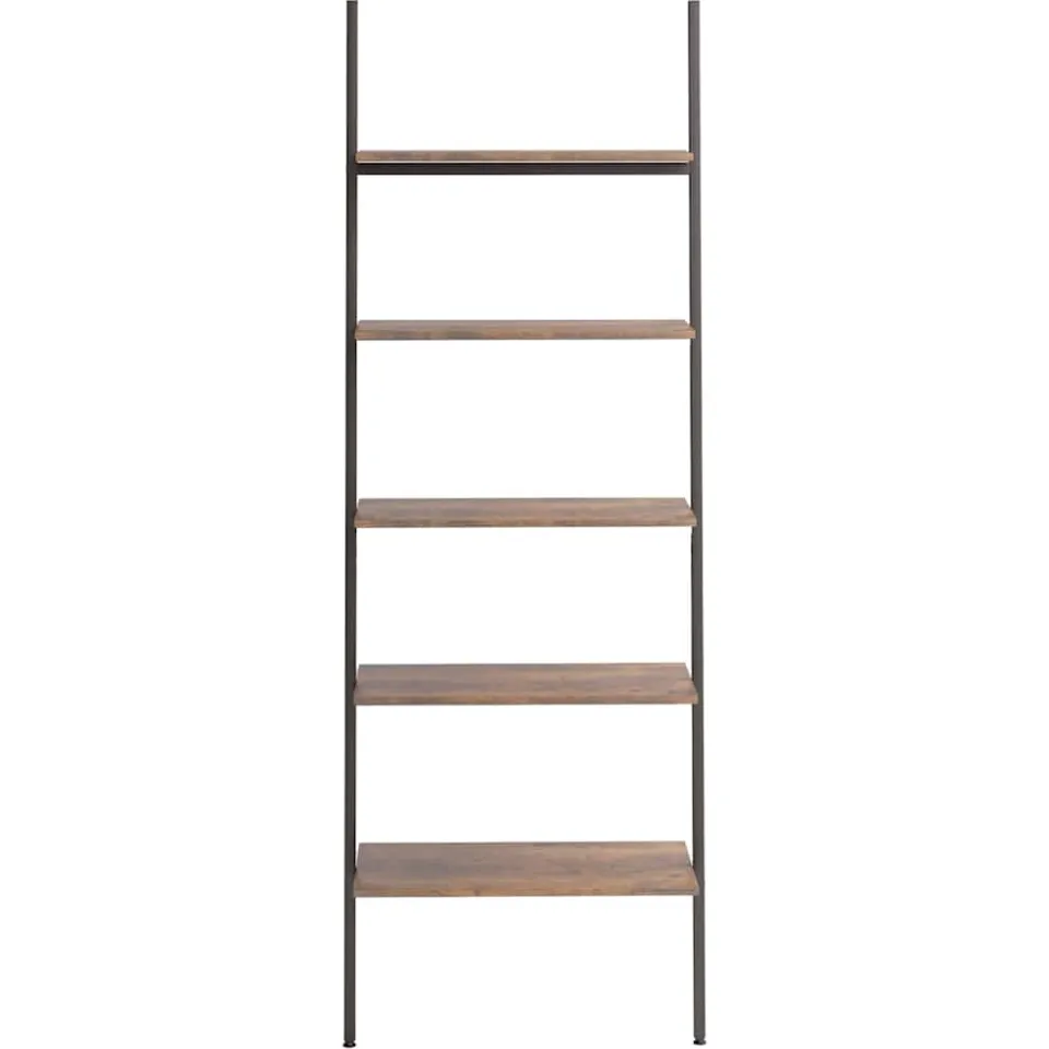 vidaXL Ladderrek met 5 schappen 64x34x185,5 cm donkerbruin en zwart