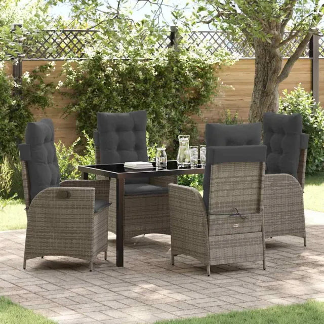 vidaXL Tuin eettafelset 5 st Grijs poly rattan, foto 2