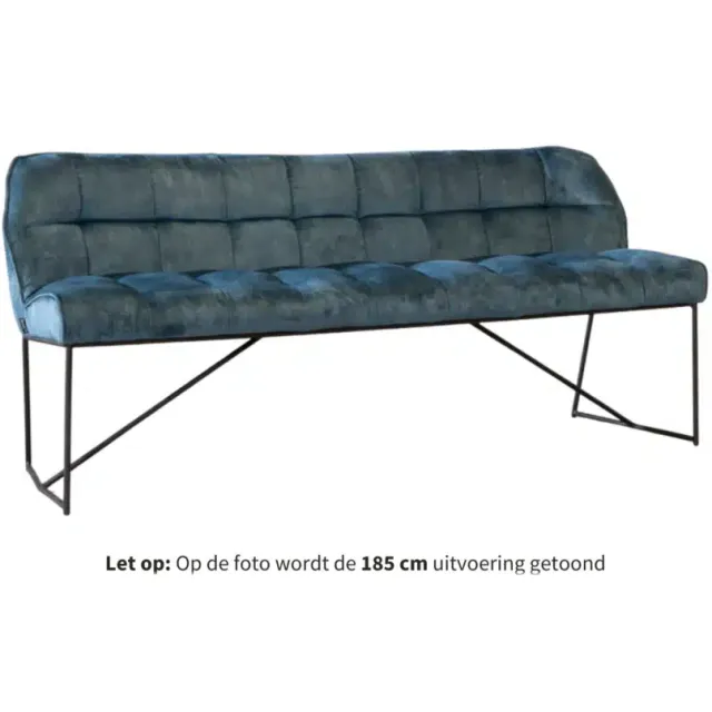 NordXL Eetkamerbank Janna blauw velvet 155 cm