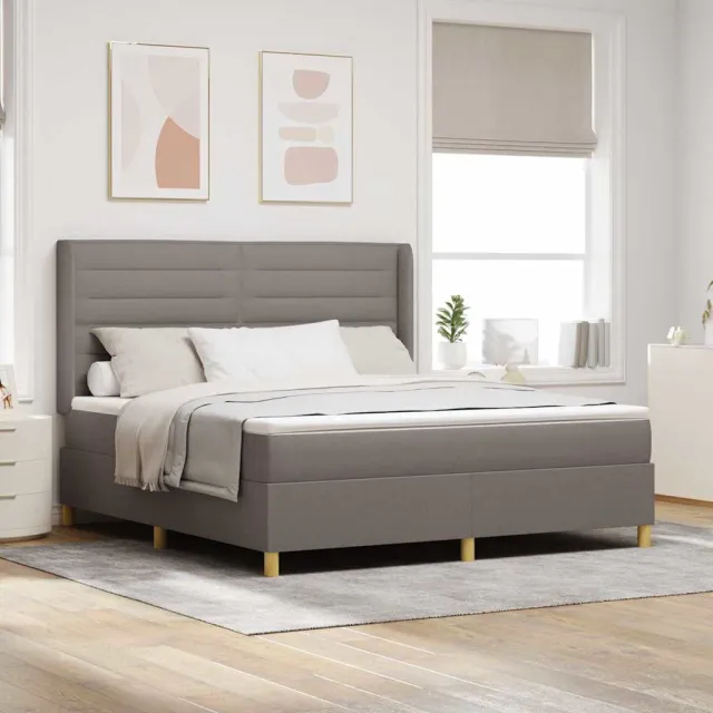 vidaXL Boxspringbed met LED-stripverlichting Taupe 180 x 200 cm Stof