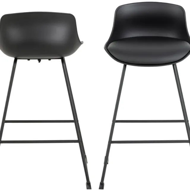 Giga Living Barkruk Stof Bruin - 46x50x110,5cm - Zithoogte 60,5-82cm - Set van 2 Zwart