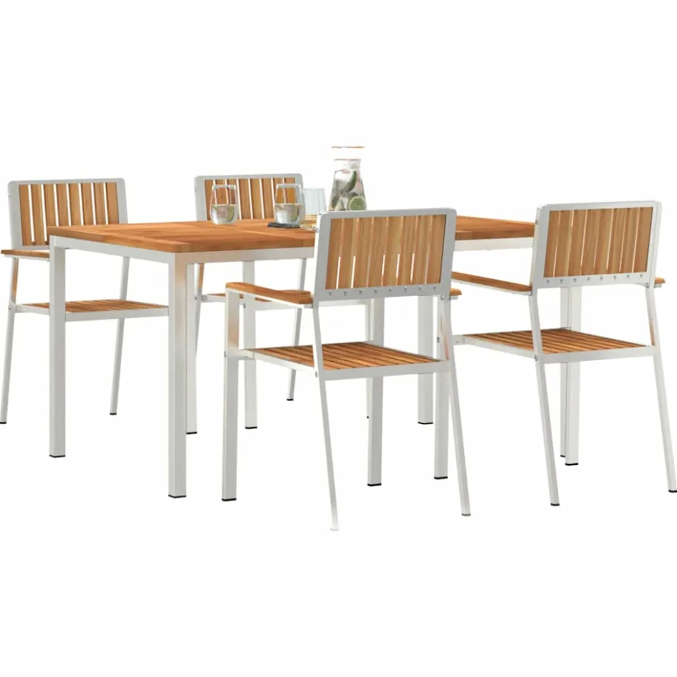 vidaXL Buiten eettafelset 5 st 150 x 90 x 75 cm Bruin