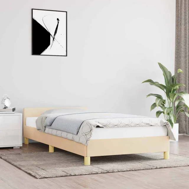 vidaXL Bedframe zonder matras 100x200 cm stof crèmekleurig