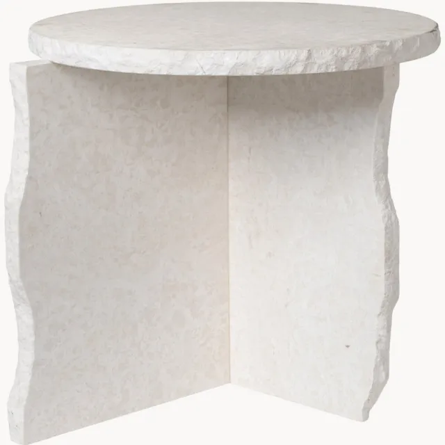 Ferm Living Handgemaakte marmeren bijzettafel Mineral Wit