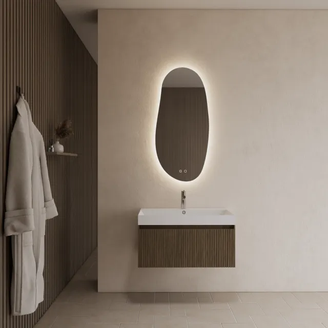 Gliss Design Badkamermeubel Gliss Design Timotheus 80 cm Ash Grey (Keuze Wastafel) Bruin