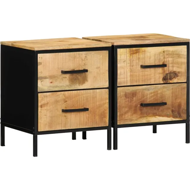 vidaXL Nachtkastje 2 st Bruin en zwart 40 x 35 x 50 cm
