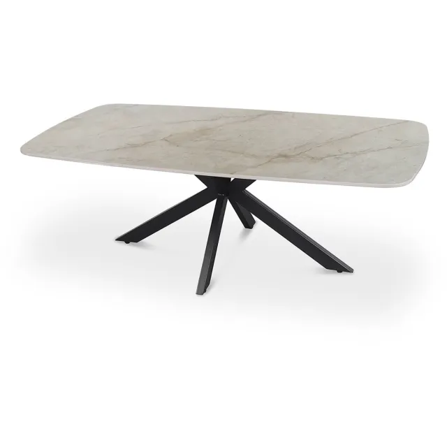 Rousseau Salontafel 'Apollo' 130 cm Deens Ovaal Glanzend Steen Shakespeare Beige - marmerlook