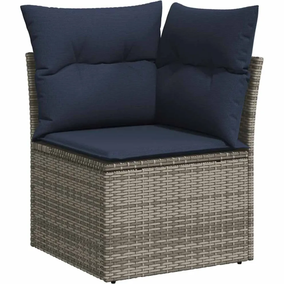 vidaXL 9-delige tuinbankset met kussens, grijs polyrotan, foto 4