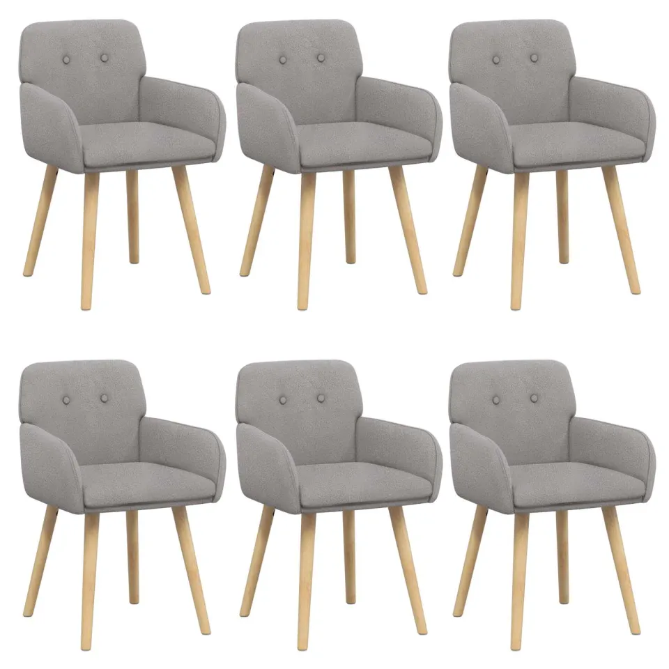 vidaXL Eettafelstoelen 6 st Bouclé Lichtgrijs 59 x 56,5 x 85 cm, foto 3