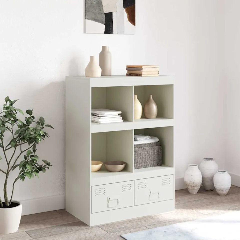 vidaXL Hoge kast 67x39x95 cm staal wit, foto 2