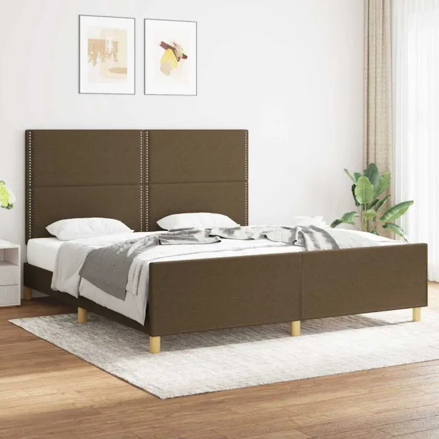 vidaXL Bedframe zonder matras stof donkerbruin 180x200 cm bruin