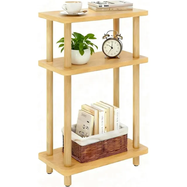 Lexium Store Lectuurbak krantenbak bijzettafel - Natuurlijk - 40 x 18 x 62,5 cm - MDF en massief beukenhout - Voor woonkamer, slaapkamer en kantoor