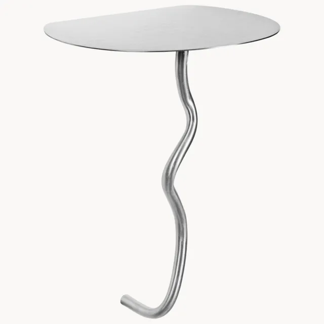Ferm Living Wandbijzettafel Curvature van edelstaal Zilverkleurig