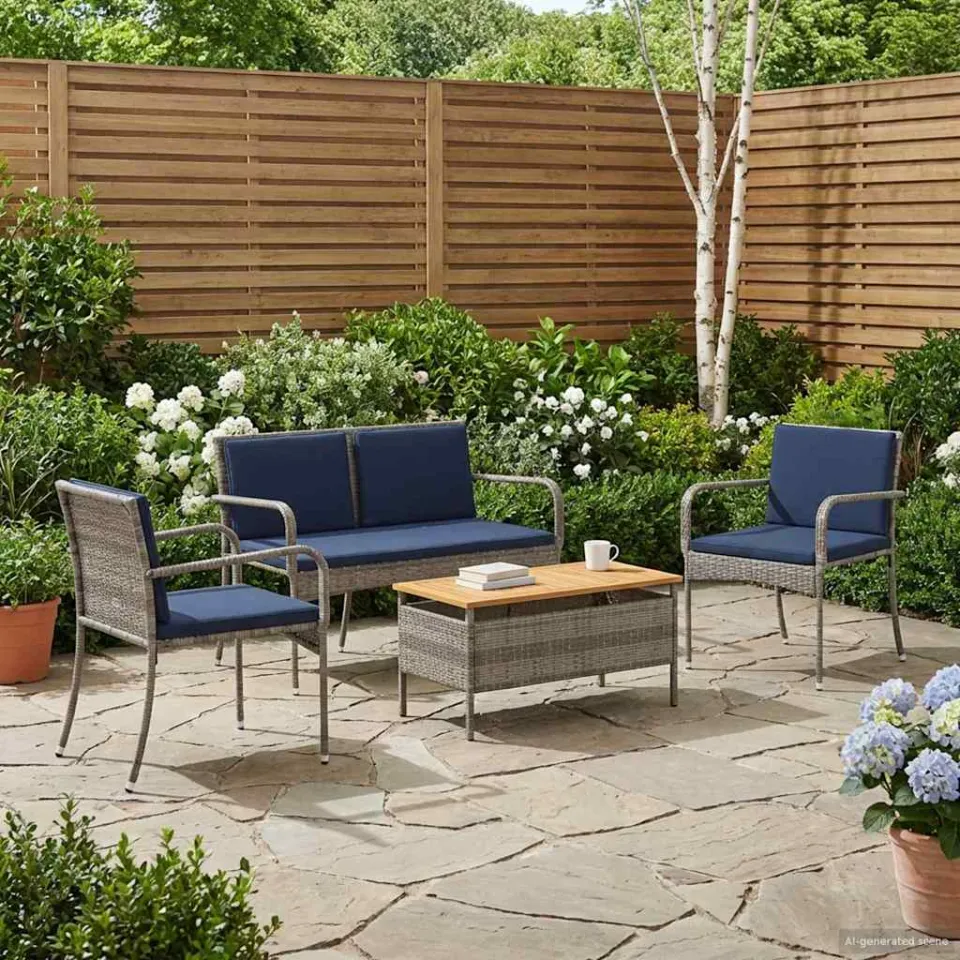 vidaXL Tuinset Grijs poly rattan, foto 3