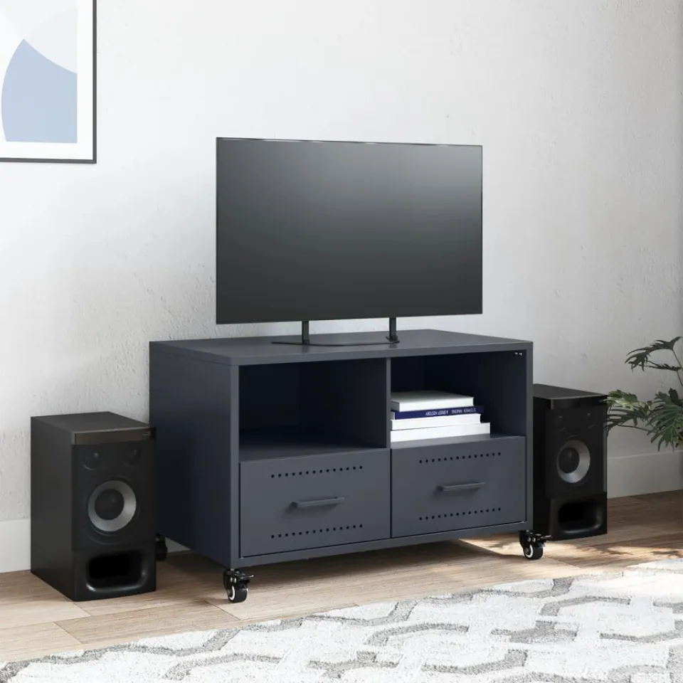 vidaXL Tv-meubel 68x39x43,5 cm staal antracietkleurig, foto 3