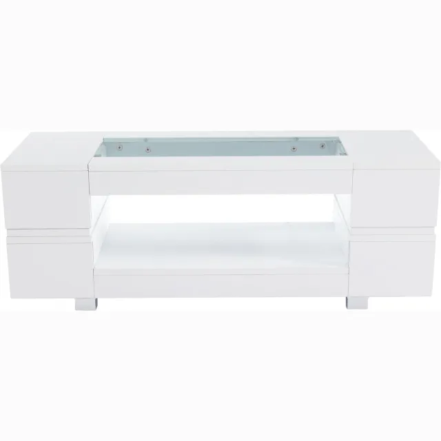 MODFU Witte LED salontafel met Bluetooth en app-bediening, multifunctionele tafel voor woonkamer en kantoor