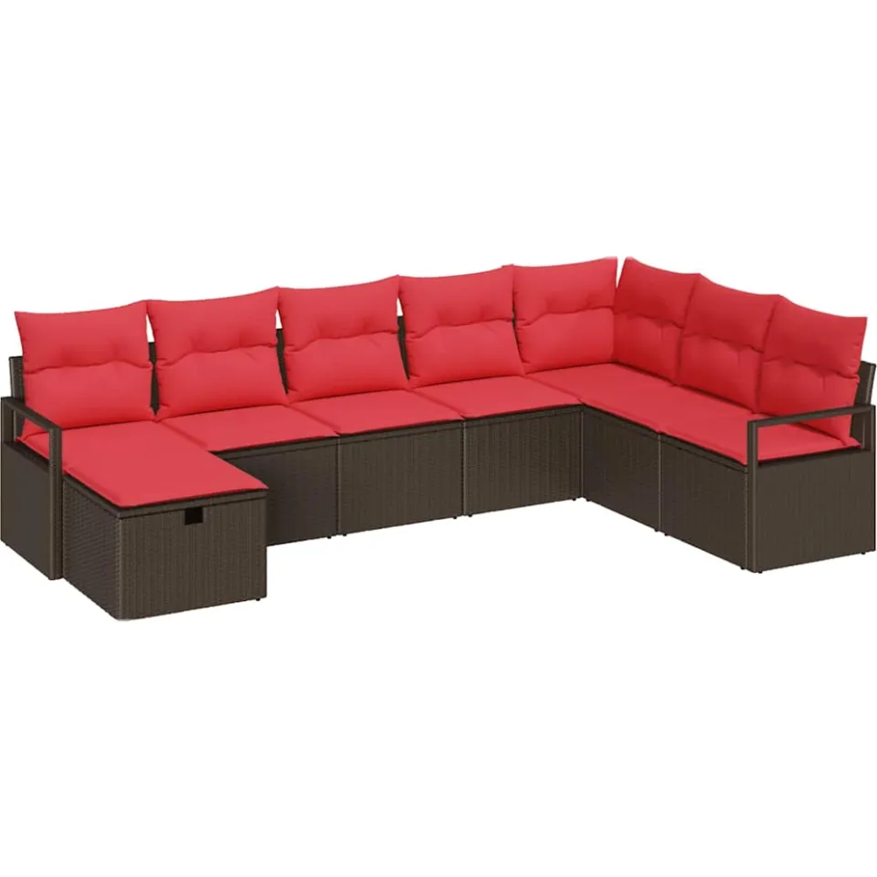 vidaXL Bankstel 6 st poly rattan Bruin