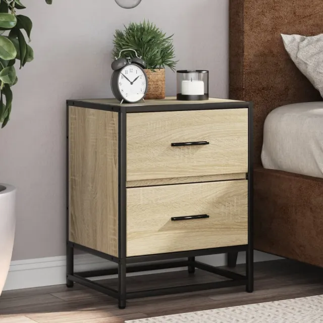 vidaXL Nachtkastje 40x31x50 cm bewerkt hout sonoma eikenkleurig, foto 2