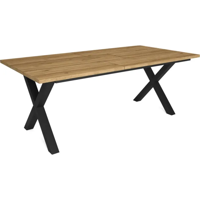 Happyment Eetkamertafel Diva - Rechthoek - 4 tot 8 personen - Premium look - Massief hout - Eettafel - X poten zwart - 200x90x75cm Bruin