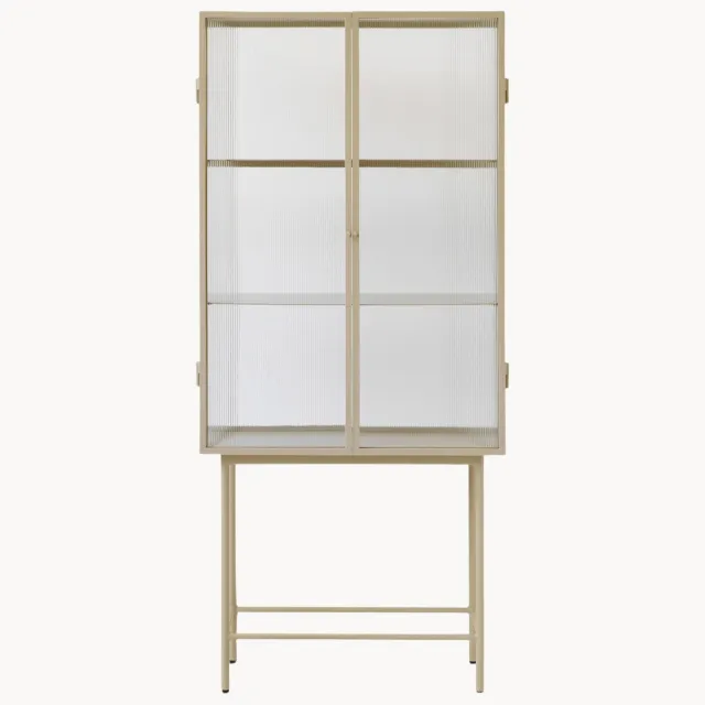 Ferm Living Vitrine Haze met glazen deuren Beige, Transparant