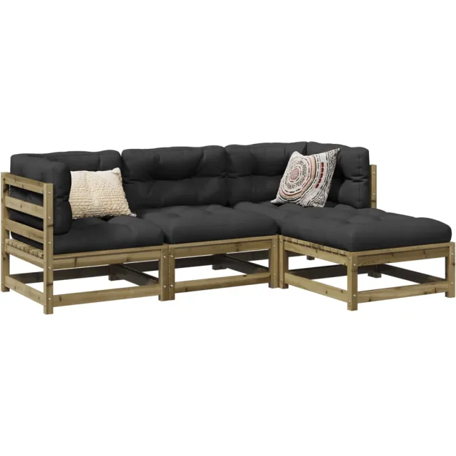 vidaXL 4-delige Loungeset geïmpregneerd grenenhout Bruin