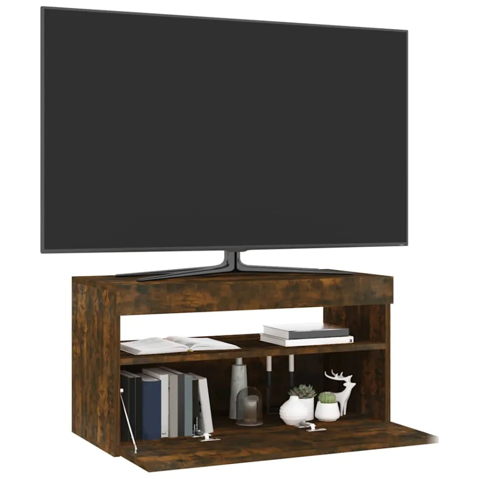 vidaXL Tv-meubel met LED-verlichting 75x35x40 cm gerookt eikenkleurig Bruin