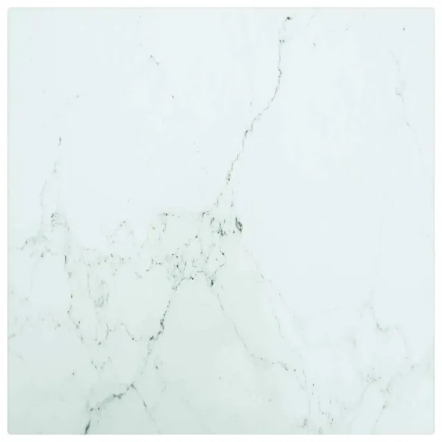 vidaXL Tafelblad 30x30 cm 6 mm gehard glas met marmeren design wit
