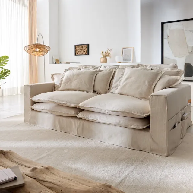 DELIFE Grote bank Noelia Ivoor 240x145 cm met kussenkussen bank Beige