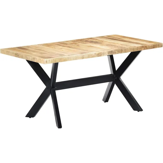 vidaXL Eettafel 160x80x75 cm massief ruw mangohout Bruin