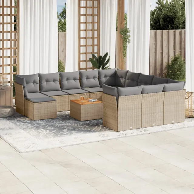 vidaXL Patio Sofa Set 11-zits Mix Beige en Lichtgrijs, foto 2