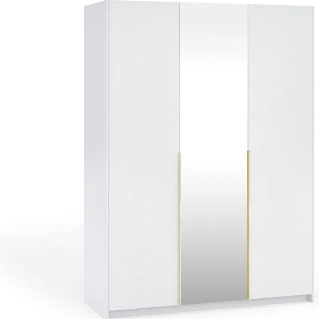 Margaret Hadas24 Kledingkast Apollonia met Spiegel 150 x 204 cm (wit, gouden handgrepen)