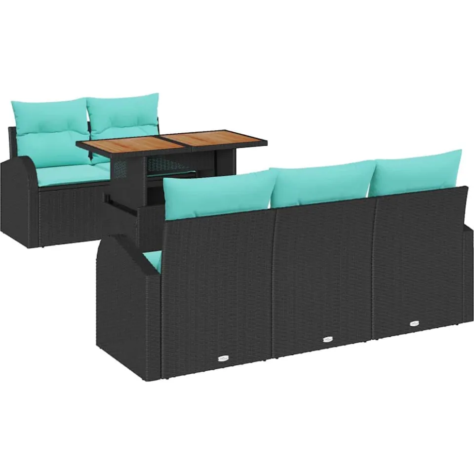 vidaXL Tuin Sofa Set 6 st Zwart Poly riet
