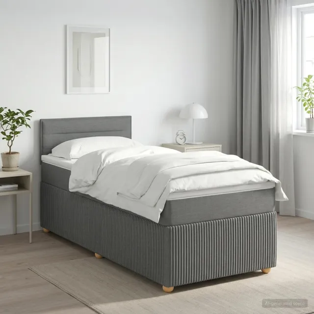 vidaXL Boxspringbed met matras Donkergrijs 90 x 190 cm Stof