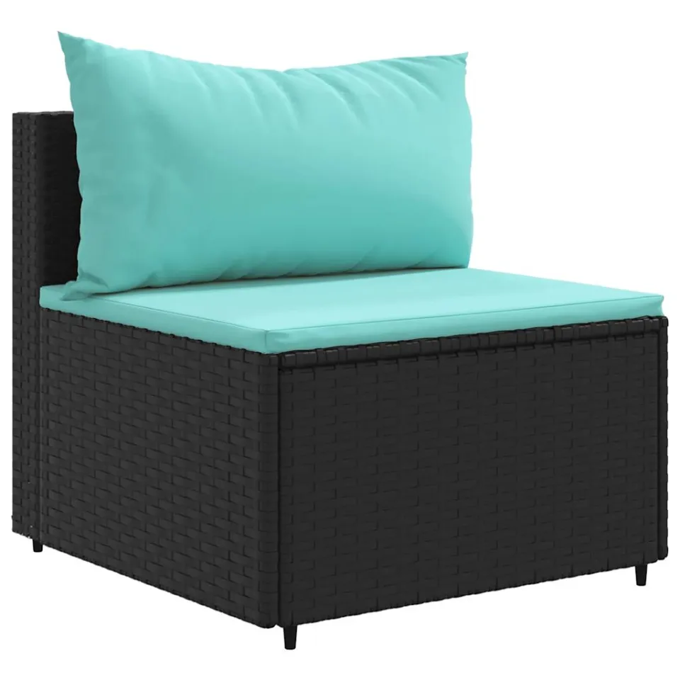 vidaXL 7-delige Loungeset met kussens poly rattan zwart, foto 4